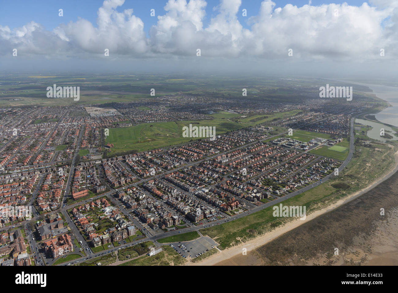 Aerial photograph of Lytham Saint Annes showing Royal Lytham & St Annes Golf Club Stock Photo