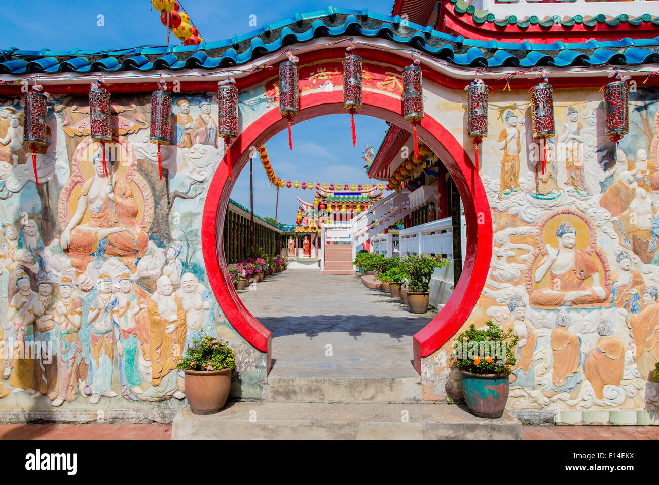 Entrance to Temple of Sukhavati, George Town, Penang, Malaysia Stock Photo