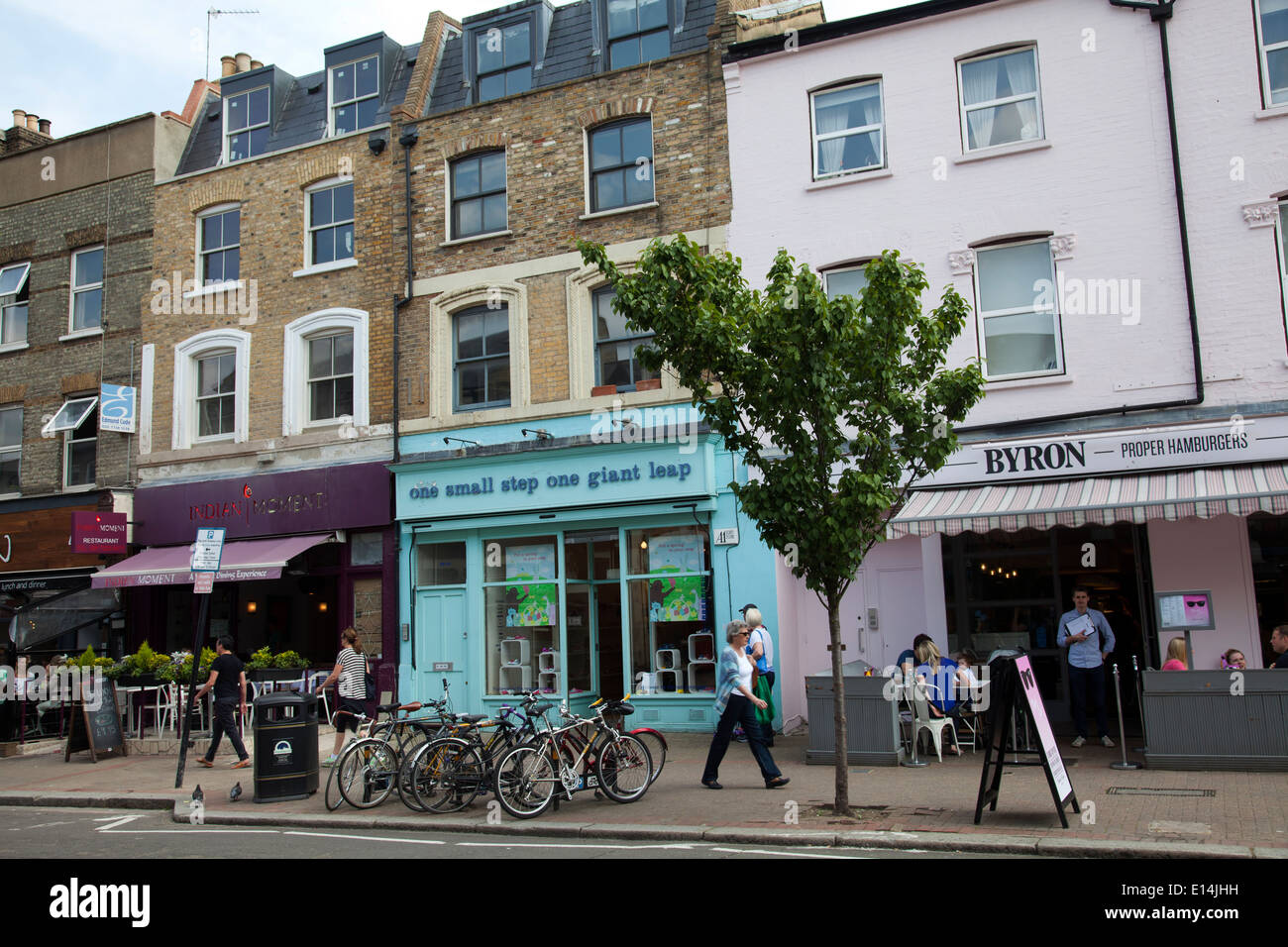 Northcote Road Cafes and Shops - London UK Stock Photo