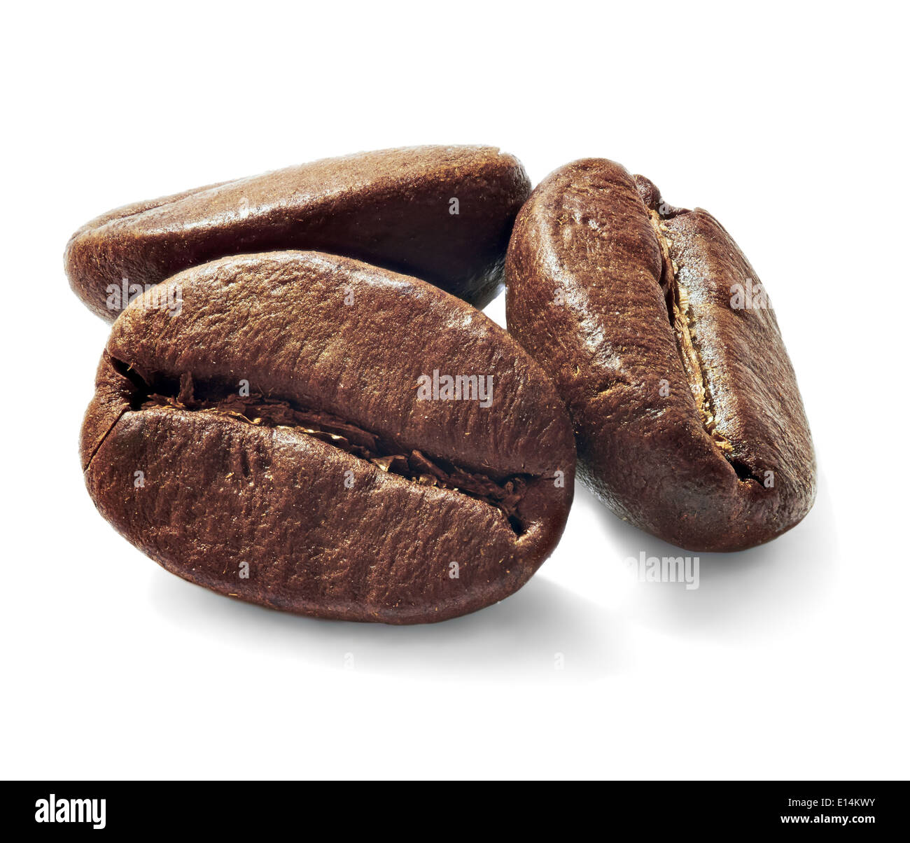 Brown coffee beans isolated on white background Stock Photo - Alamy