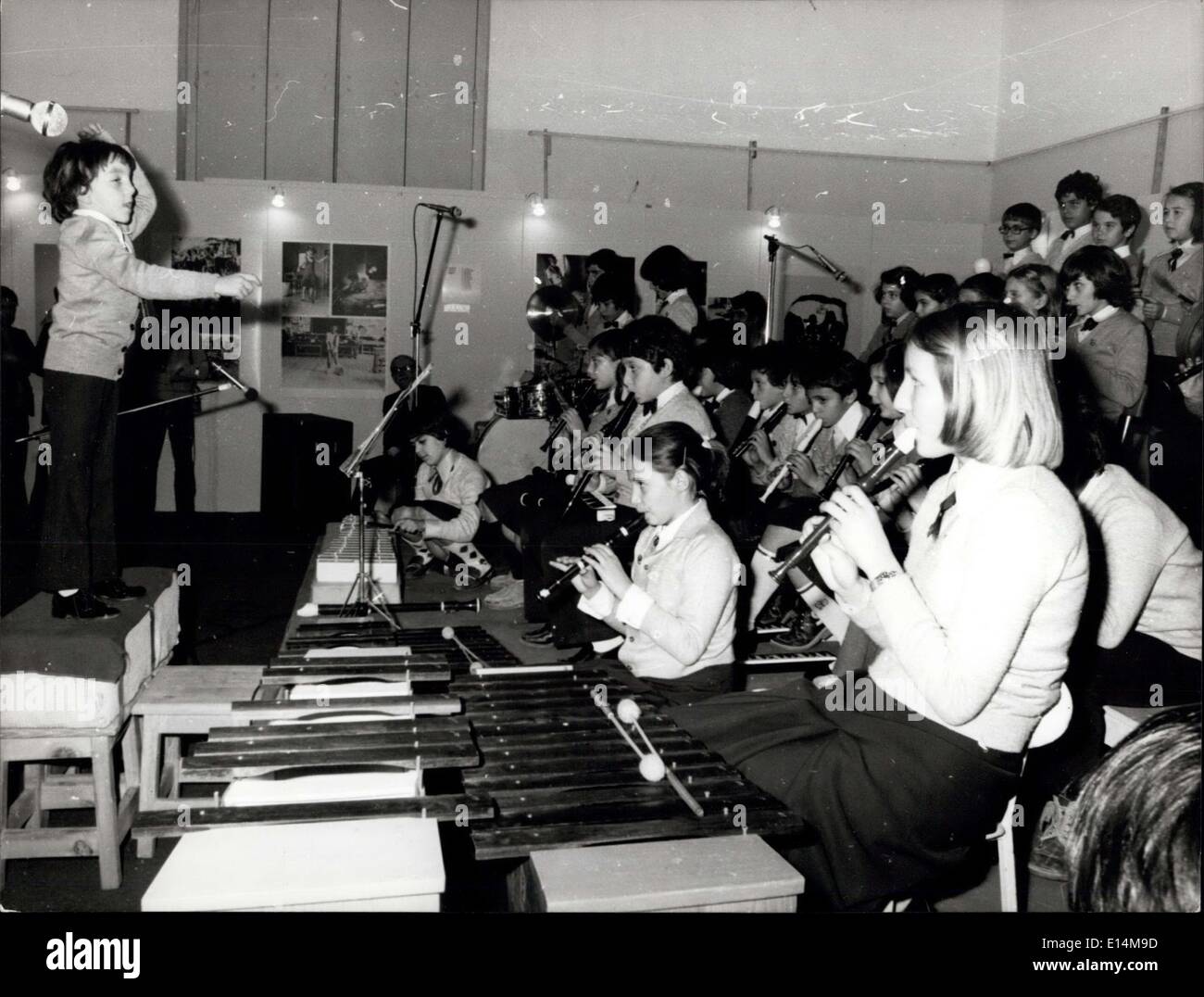 Apr. 05, 2012 - The Children's Year: Geek children's orchestra at the the opening of the exhibition of photographs ''The children in our worlds'' at Zappeion Hall, Athens on February 11, 1979. The wife of the president of geee Mrs. Joanna Tsatsouwas present at the inauguration. Stock Photo