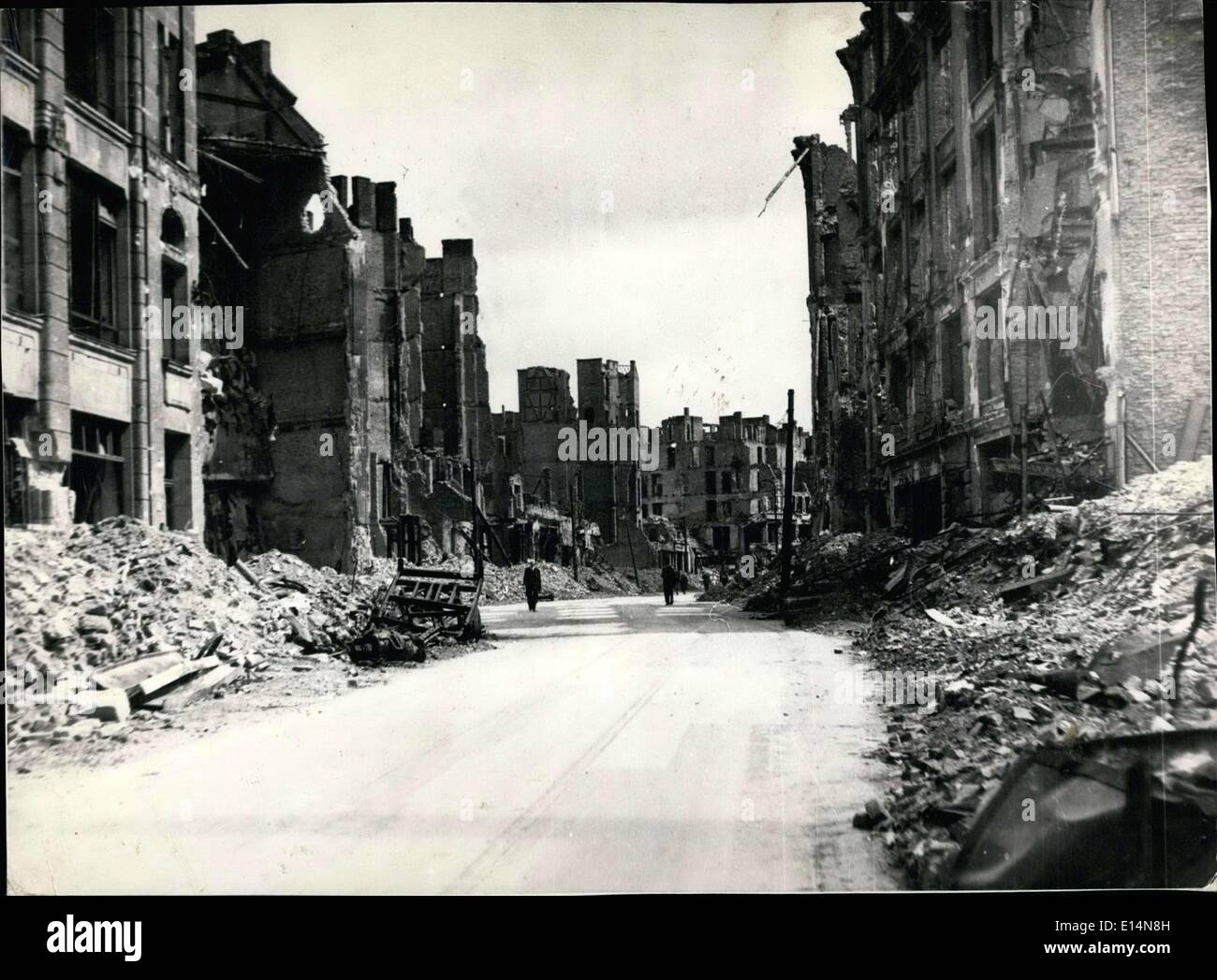 Apr. 09, 2012 - Pictured is Berlin in May 1945. The houses and buildings are in ruins and residents live in the cellars. Stock Photo