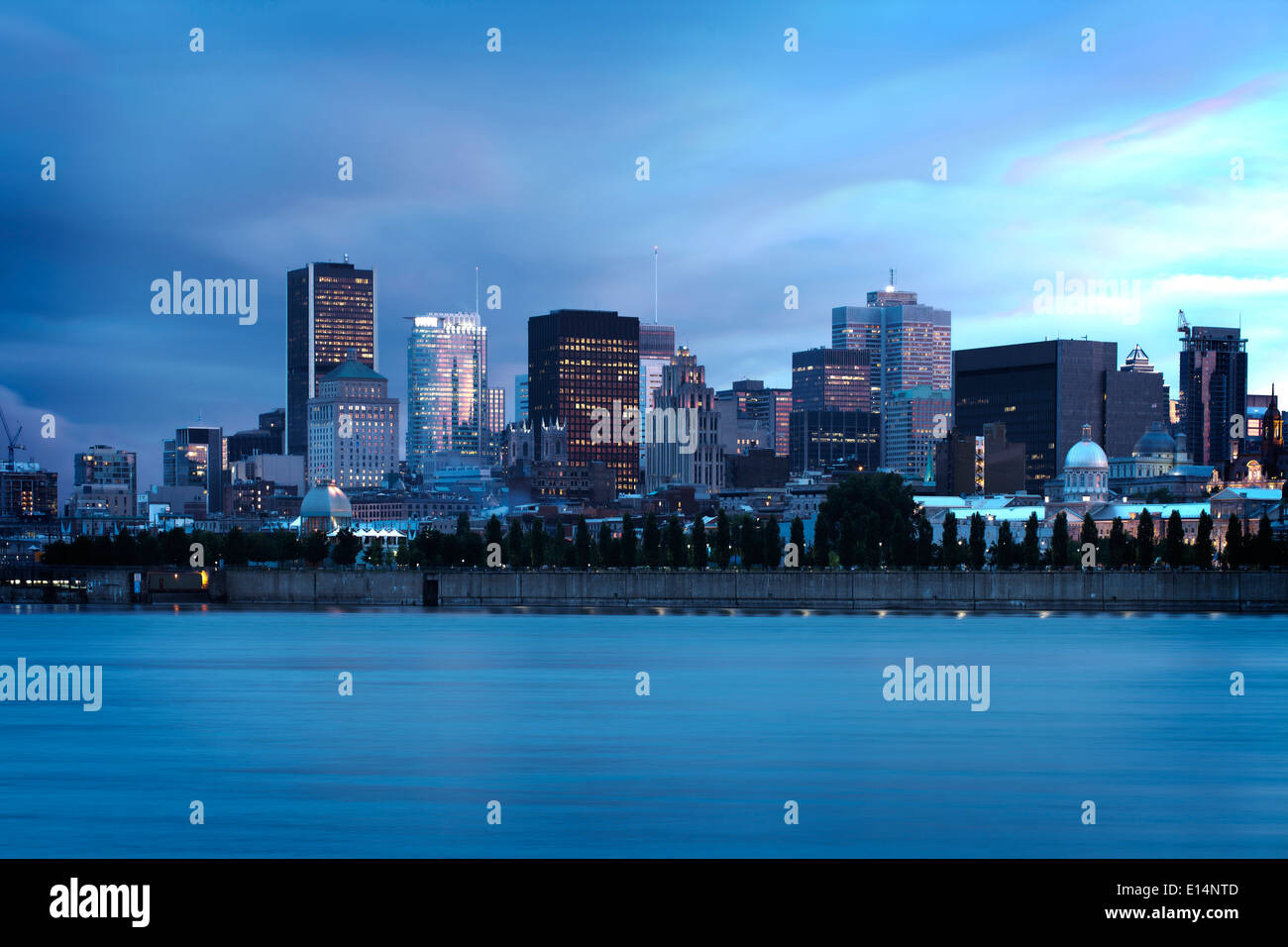 Montreal city skyline on waterfront, Quebec, Canada Stock Photo