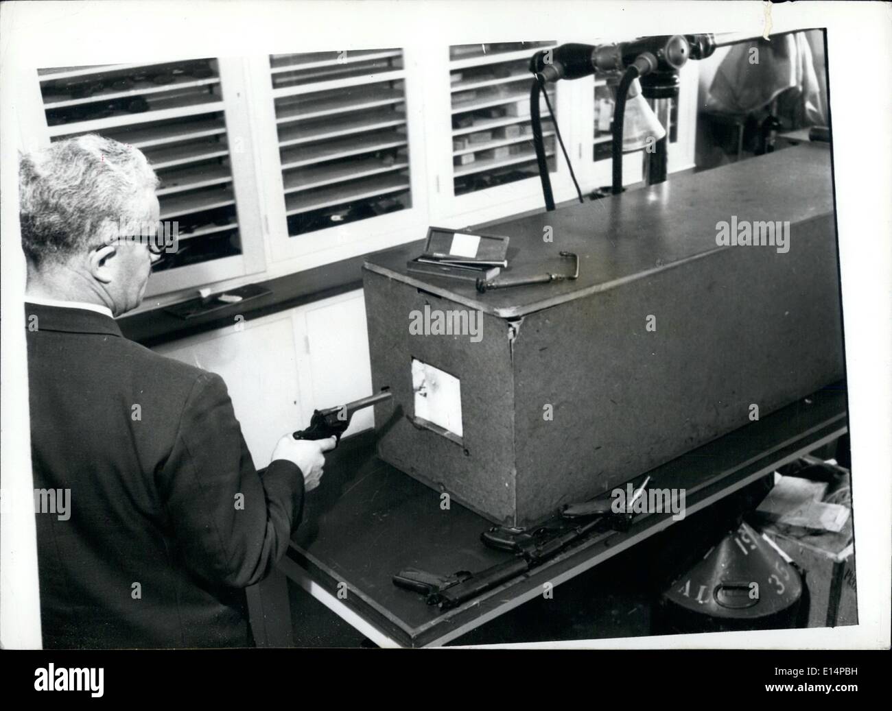 Apr. 18, 2012 - Behaviour Of Bullets: A Liason Office ''(Illegible)'' the laboratories fires an Enfield. 38 ''(Illegible)'' behaviour of the bullet in relation ''(Illegible)'' he is working on. Stock Photo