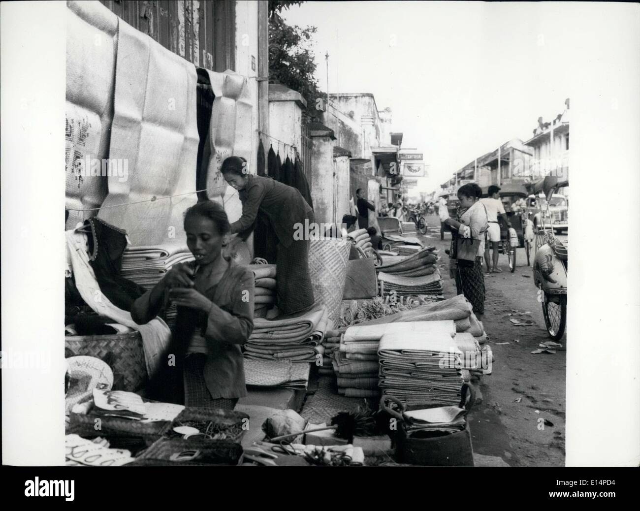 Apr. 18, 2012 - Cloth market in a back street in Solo Central Dave. Stock Photo