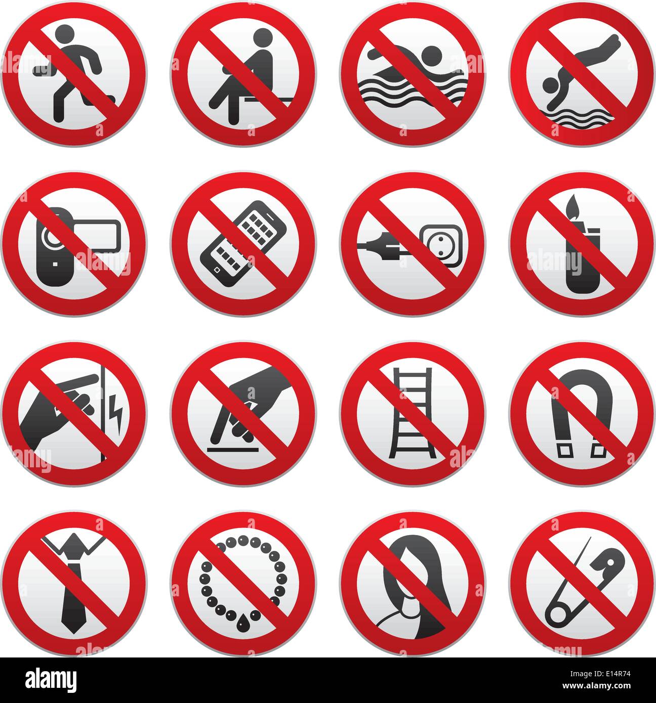 set Prohibited Signs design element Stock Vector