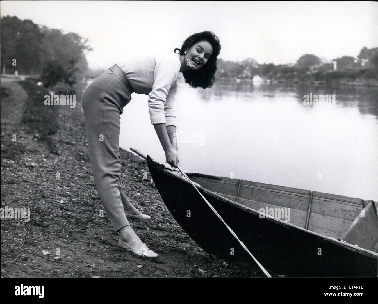 Apr. 18, 2012 - How about a row asks Christina Gregg, as she finds a skiff moored on the Thames. ne Pictu Stock Photo