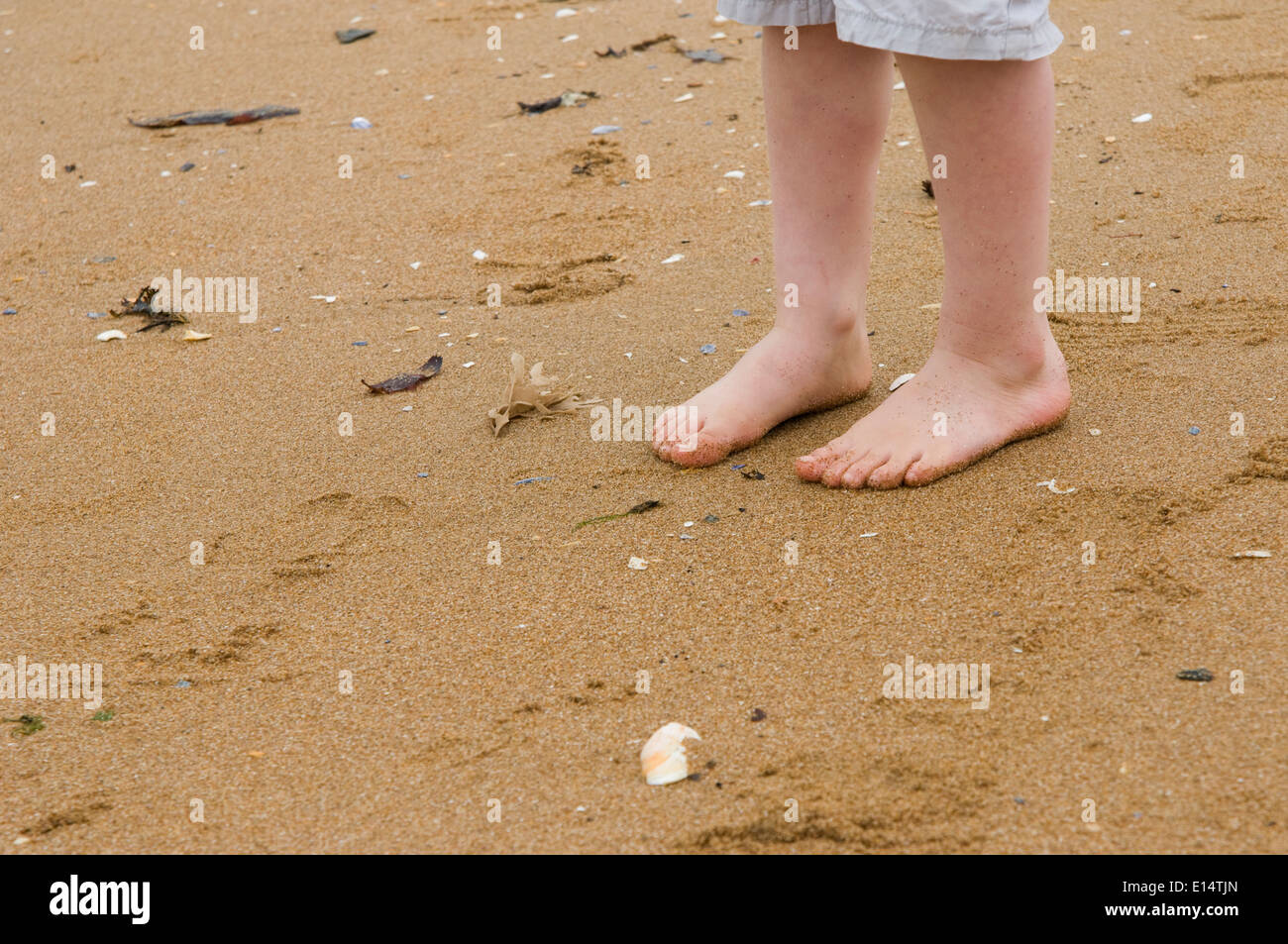young feet standing on the beach Stock Photo