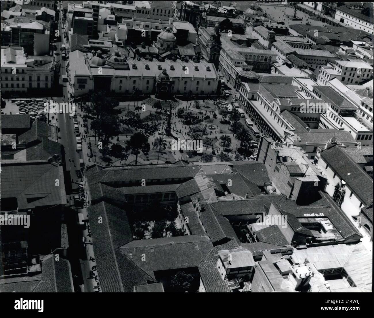 Apr. 18, 2012 - Here we can see the center of Quito down town , where we can find the colonial atmosphere: narrow streets, chur Stock Photo