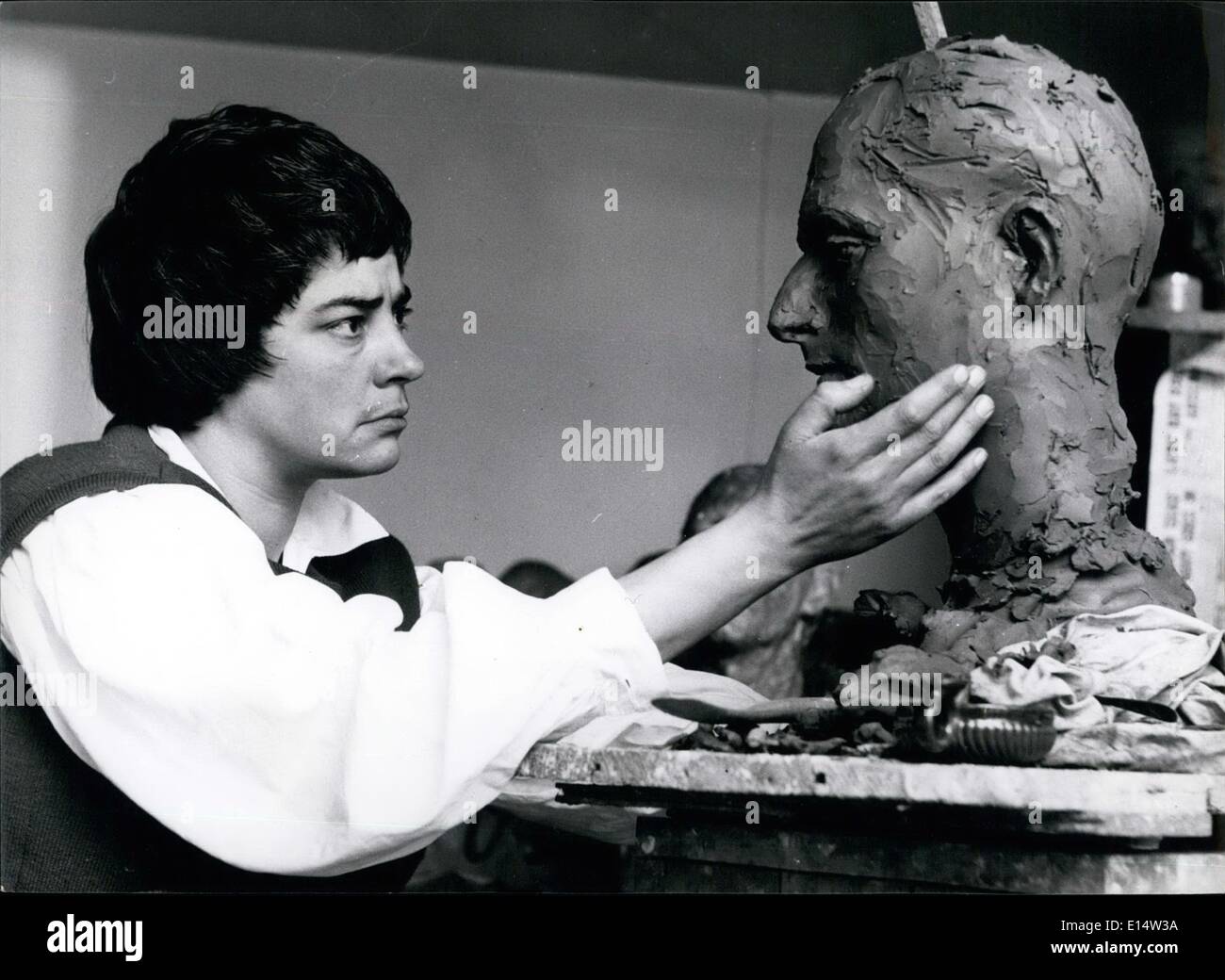 Apr. 18, 2012 - Bust of Bedford: Miss Henriquez working on the bust of the Duke of Bedford she is doing. Stock Photo