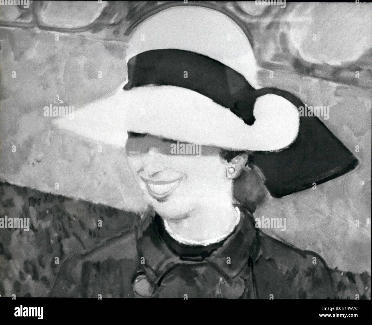 Apr. 18, 2012 - Royal Academy Summer Exhibition: Today (Friday) is Private View day of the Royal Academy of Arts Exhibition. Photo shows A painting entitled ''The White Hat'' by Ruskin Spear, R.A., which looks remarkably like Princess Anne. Stock Photo