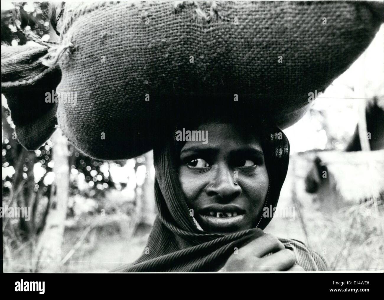 Apr. 18, 2012 - A Woman : doing ''Brain work'' is, of course, an interesting ''motif'' for the ''foreign'' photographers. That makes no different, if here is to carry a bucket, a bundle or a sack, - she met the load upon her head - like this young Indian farmer's wife, who lives in a little village in the federal state of Orissa/India. Stock Photo