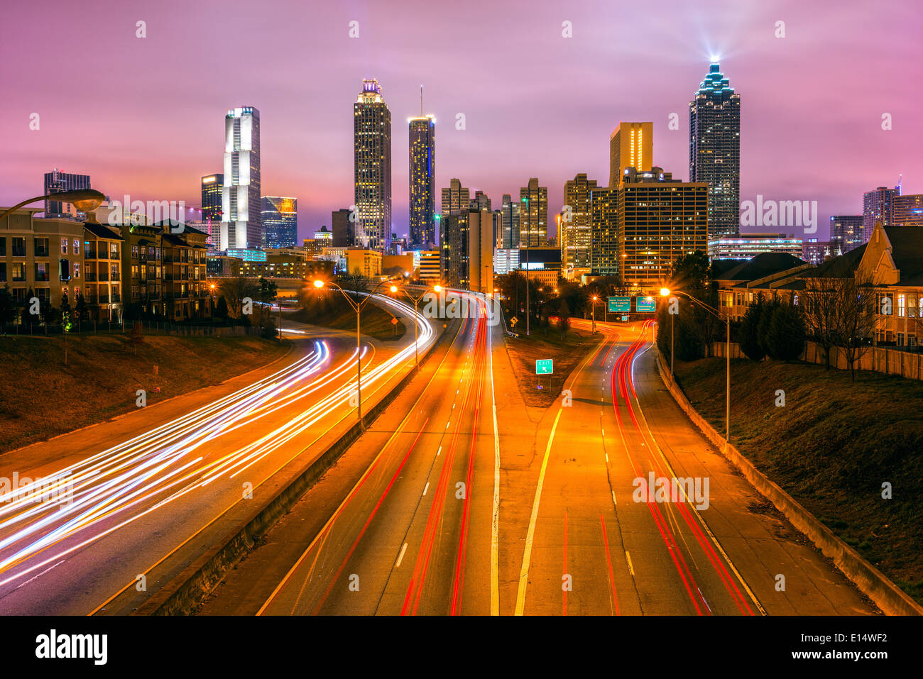 Aerial view downtown atlanta freeway hi-res stock photography and