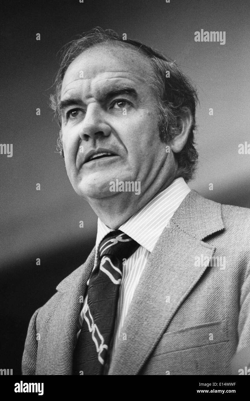 George McGovern, a decorated WWII bomber pilot who represented South Dakota in the House and the Senate, campaigned against U.S. involvement in Vietnam in his 1972 Democratic bid for the presidency and lost in a landslide to Richard M. Nixon, died Sunday Oct. 21, 2012. He was 90. PICTURED: Sep. 04, 1972 - Pleasanton, California, U.S. - Senator GEORGE MCGOVERN made his first appearance in California since his June Primary victory. He visited the Alameda County Labor Day Picnic at the fairgrounds. Stock Photo