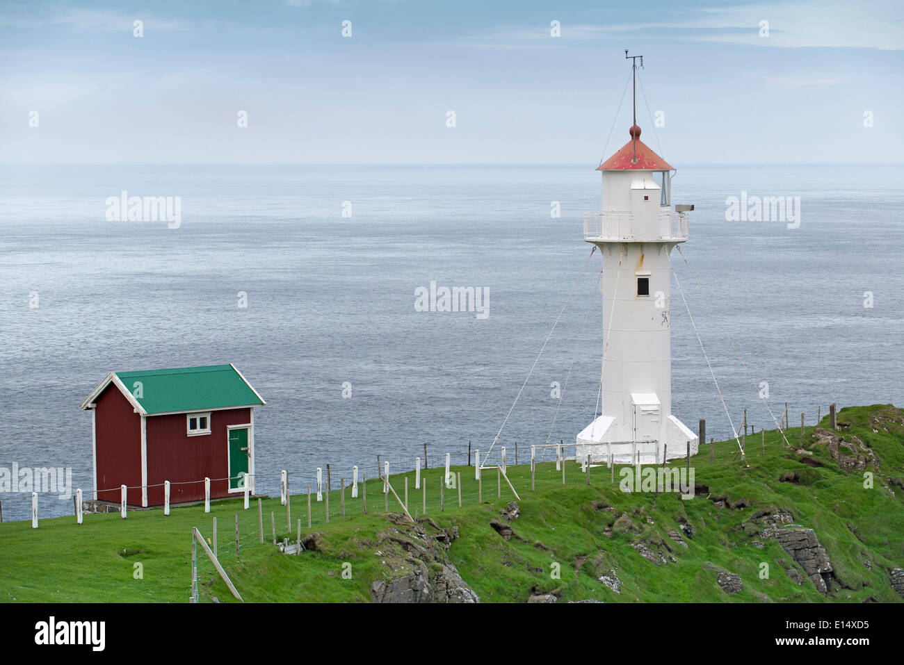 Lighthouse, Akraberg, the southernmost point of Suðuroy, Faroe Islands, Denmark Stock Photo