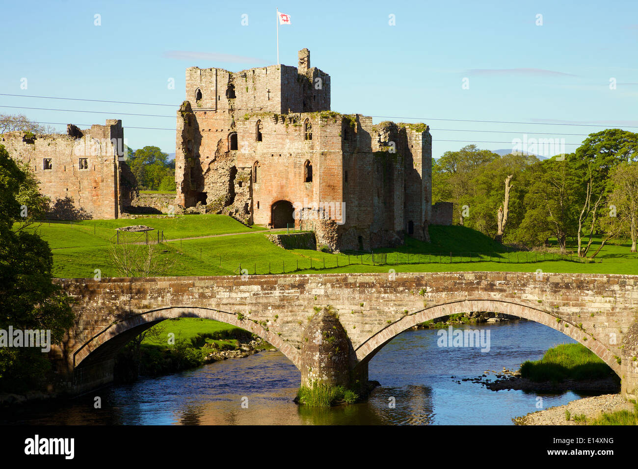 Brougham Castle and a bridge over the River Eamount near Penrith Stock