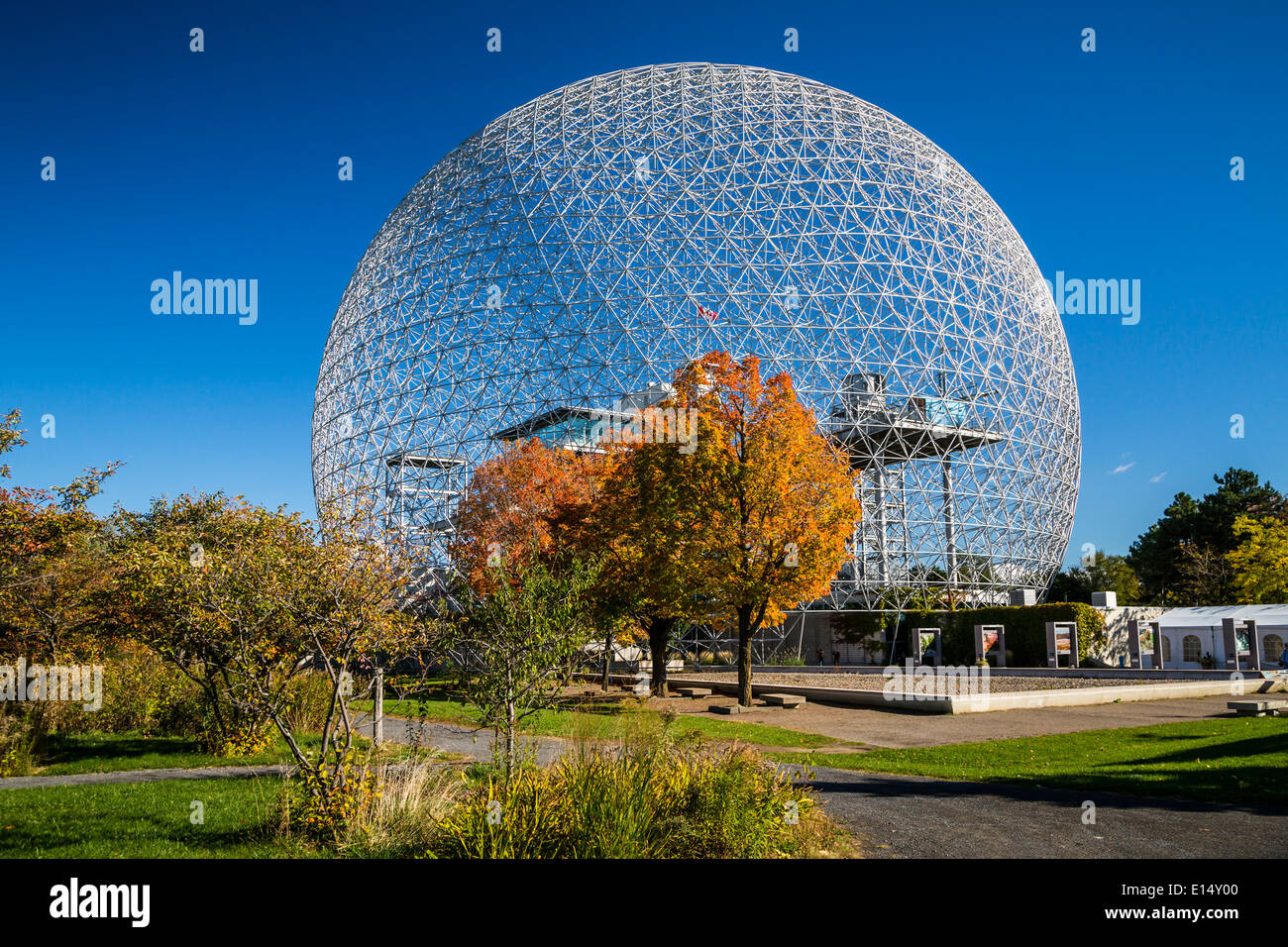 The Biosphere structure on the island of Saint Helene in Jean Drapeau Park in Montreal, Quebec, Canada. Stock Photo