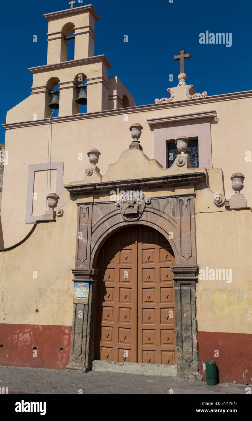 Front facade of Templo del Espiritu Santo, built in 1550 and located in