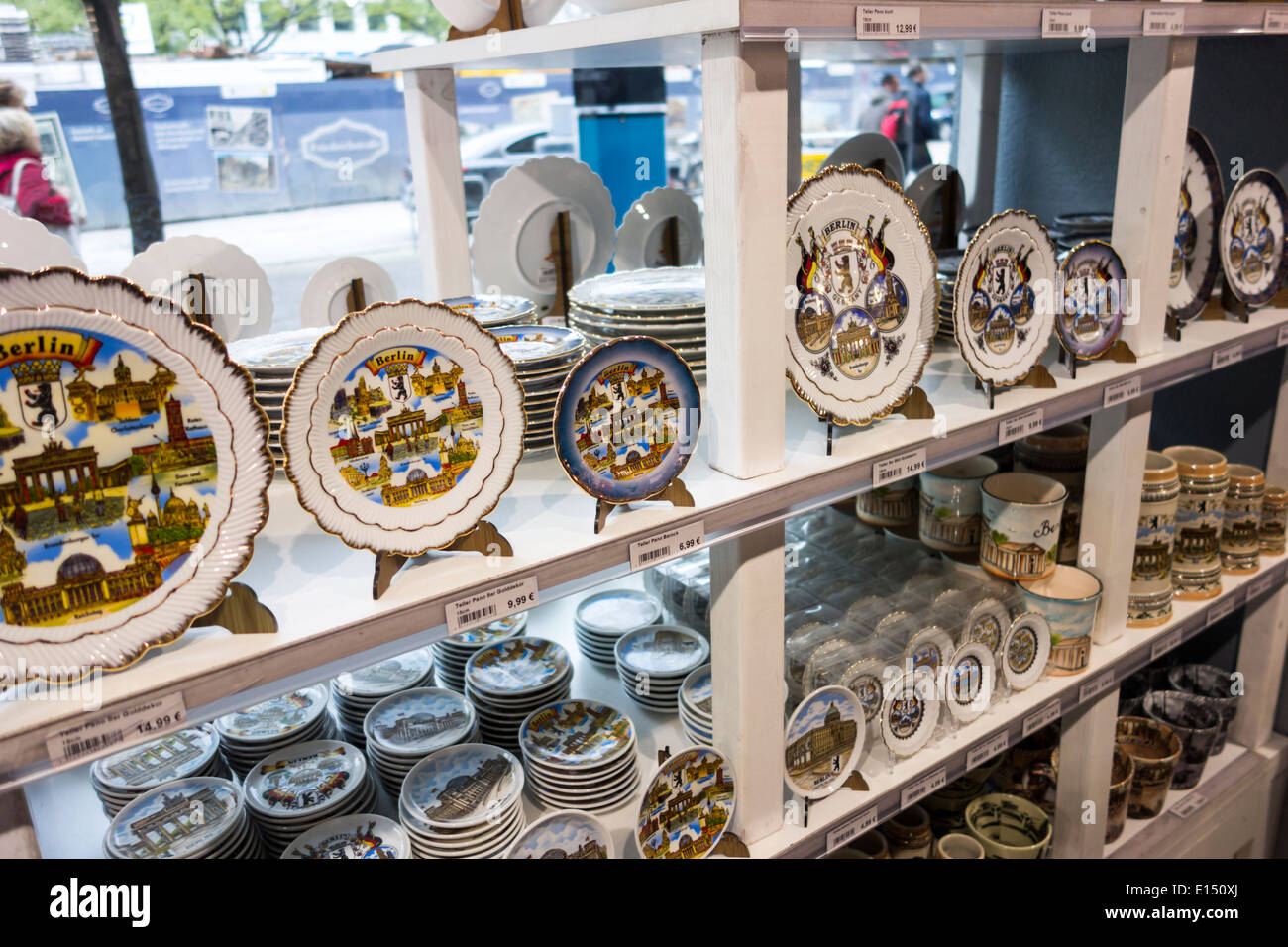 Plate souvenir of Berlin in a window shop of a souvenir store in Berlin, Germany Stock Photo Alamy