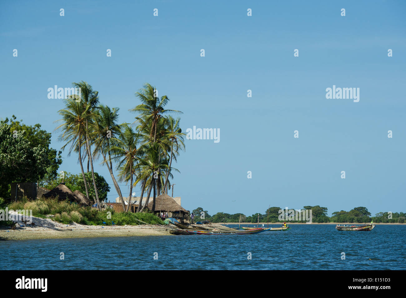 Gambia River scene, Jinack, the Gambia Stock Photo