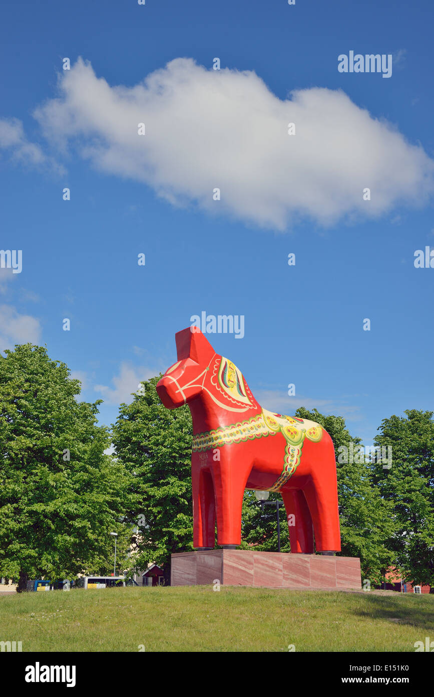 Sweden, Mora, World's largest Dalecarlian horse Stock Photo