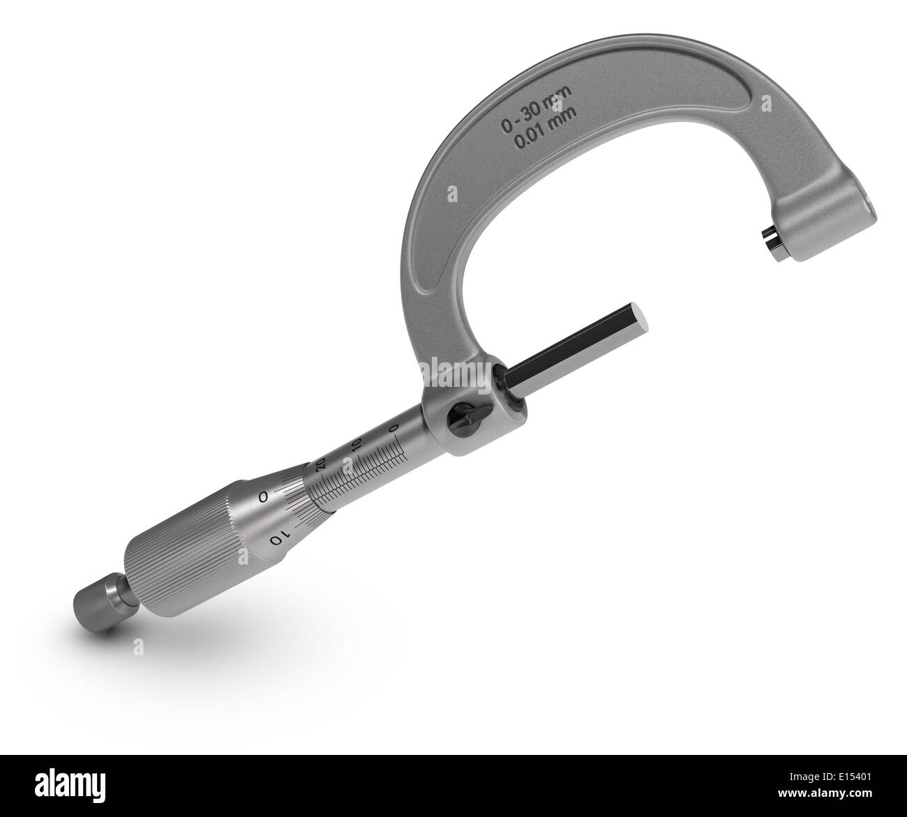 Entire micrometer over white background - Dimensional measure tool. 3D render image . Stock Photo