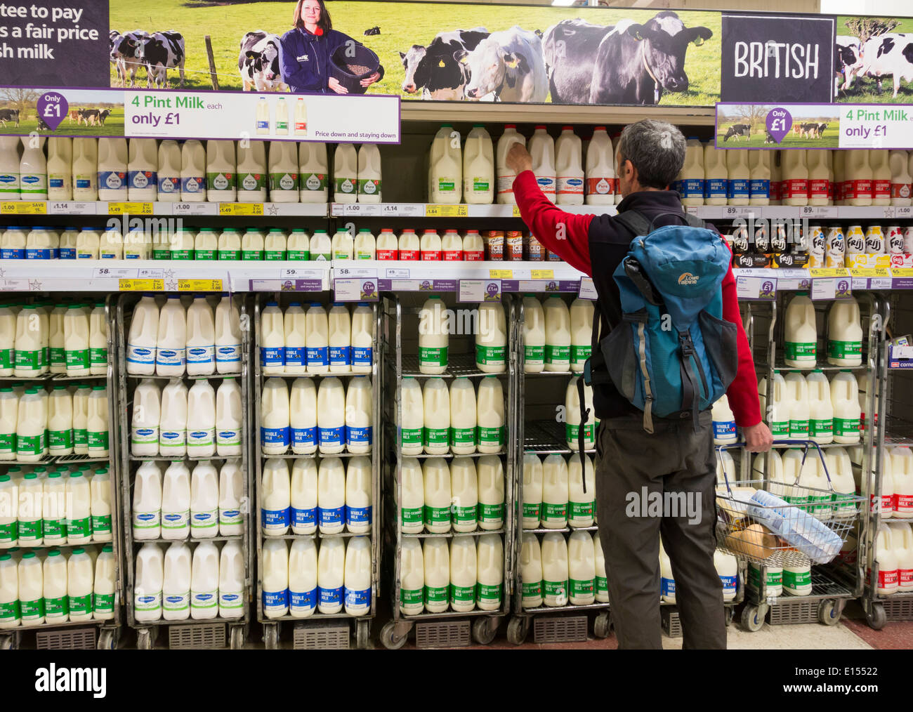 Milk in Tesco supermarket Stock Photo Alamy