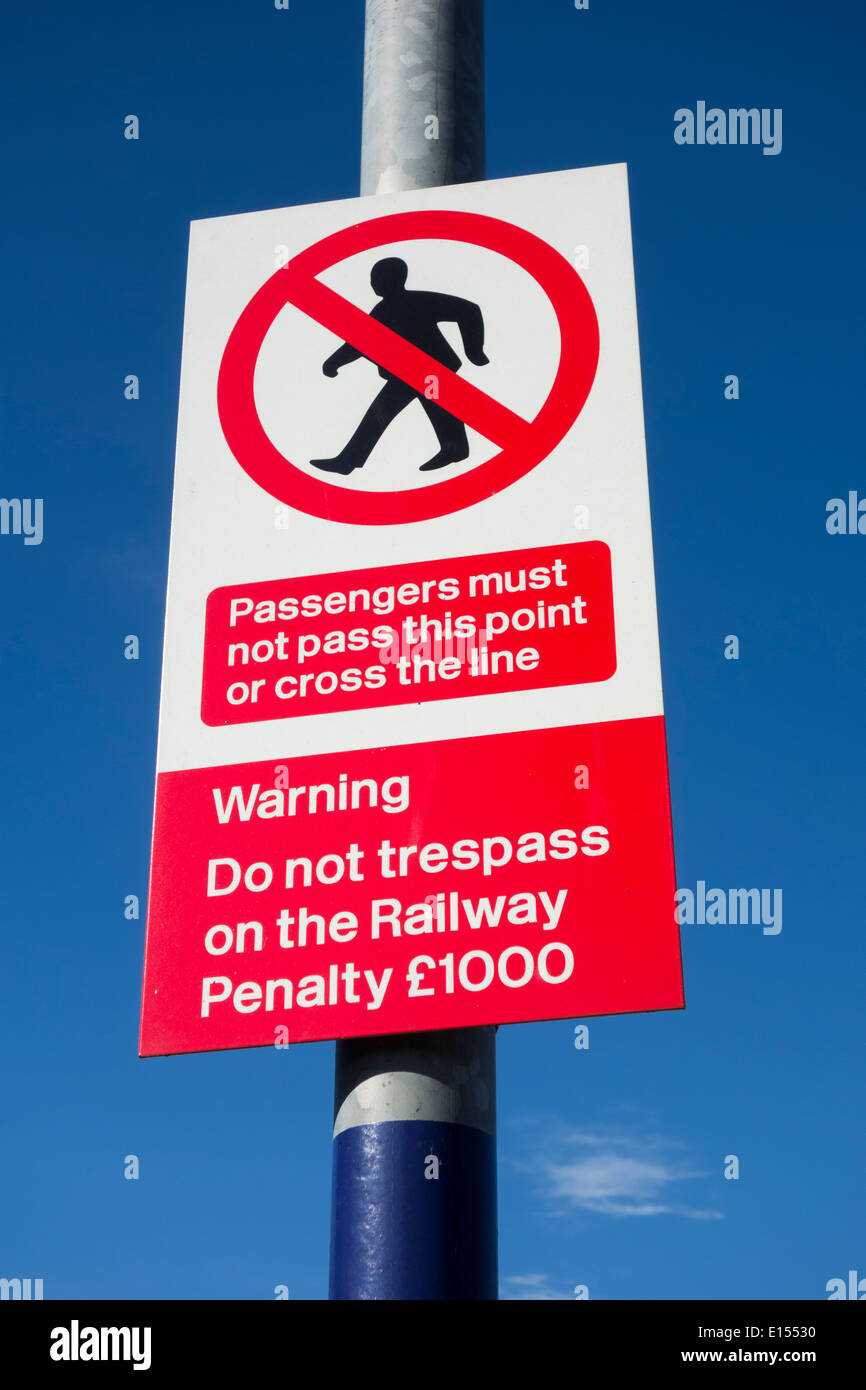 Do not trespass on the Railway sign Stock Photo