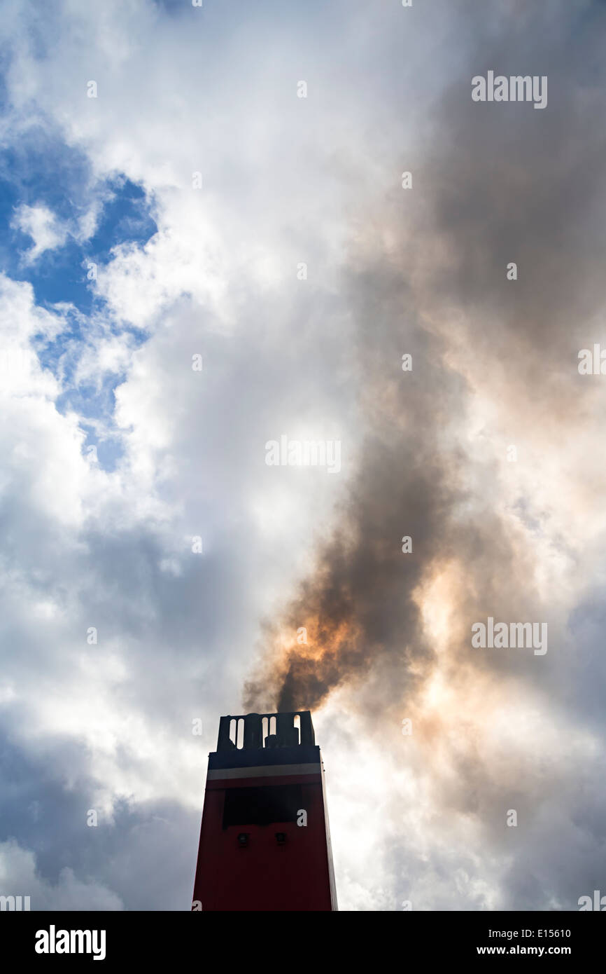 Dark smoke emitted from Irish ferry Stock Photo - Alamy
