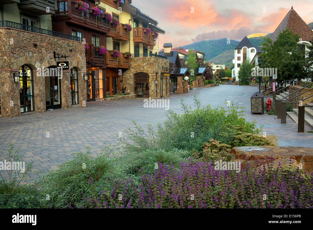 Stone roadway in Vail Village. Vail, Colorado Stock Photo