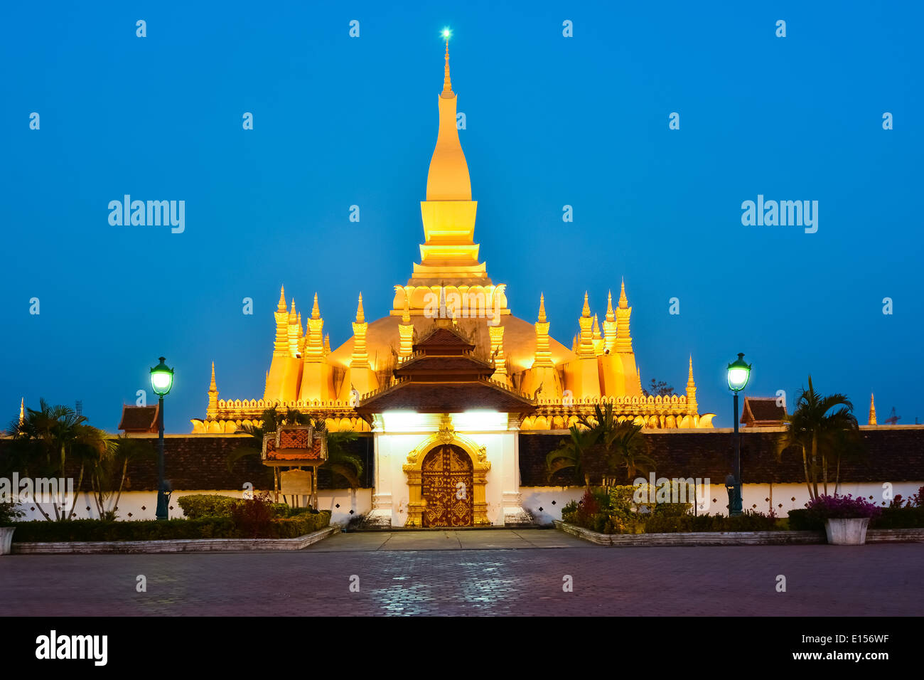 Pha That Luang, 'Great Stupa' is a gold-covered large Buddhist stupa in the centre of Vientiane, Laos Stock Photo