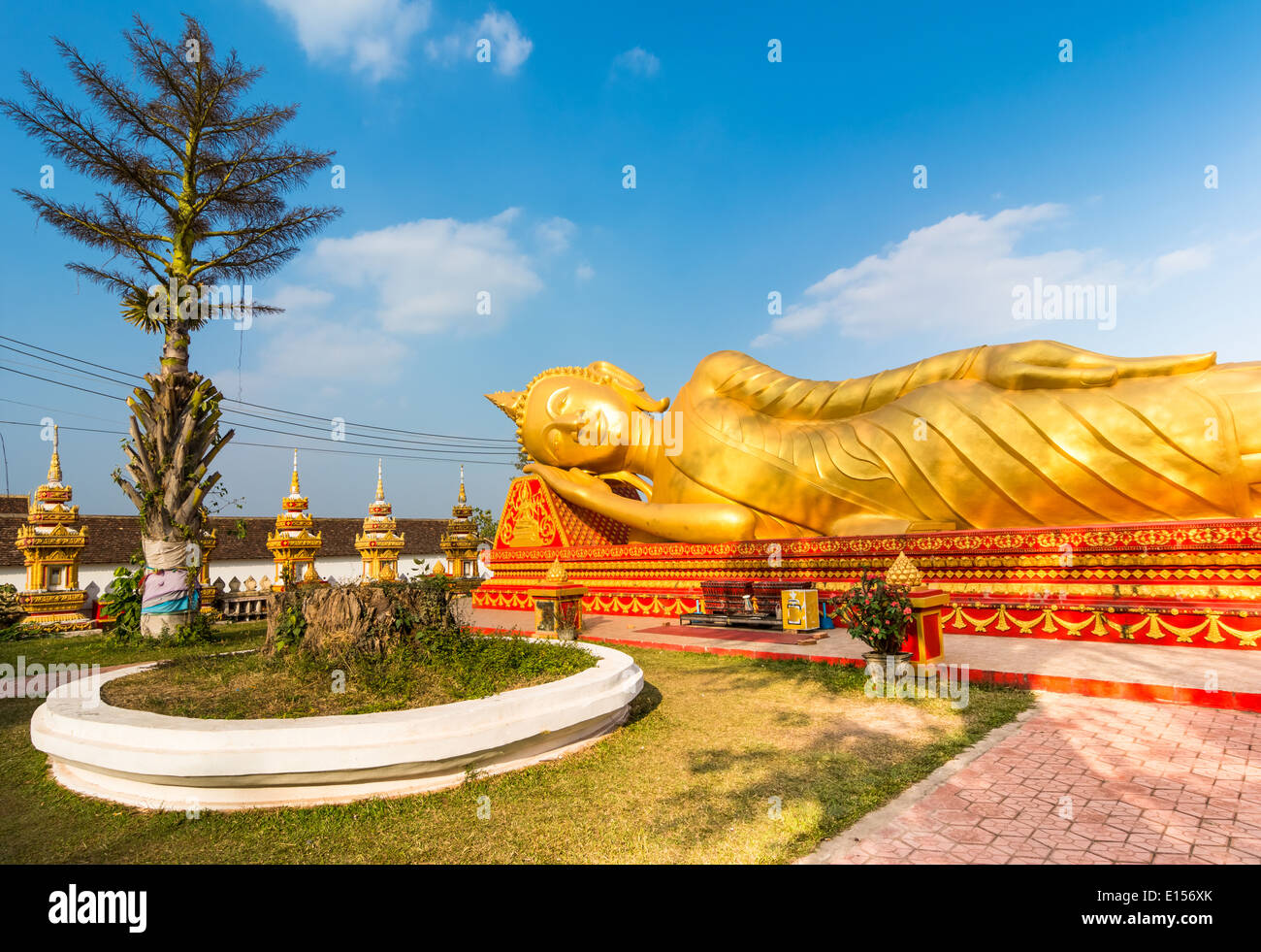 Reclining Buddha in Laos Stock Photo