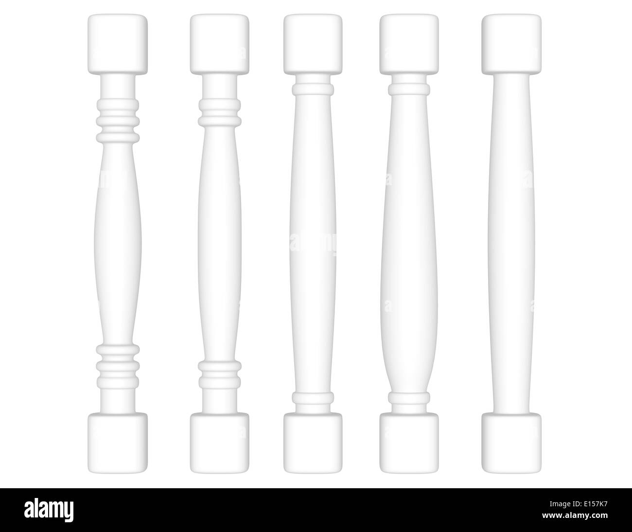 3d Render of Different Spindles Stock Photo