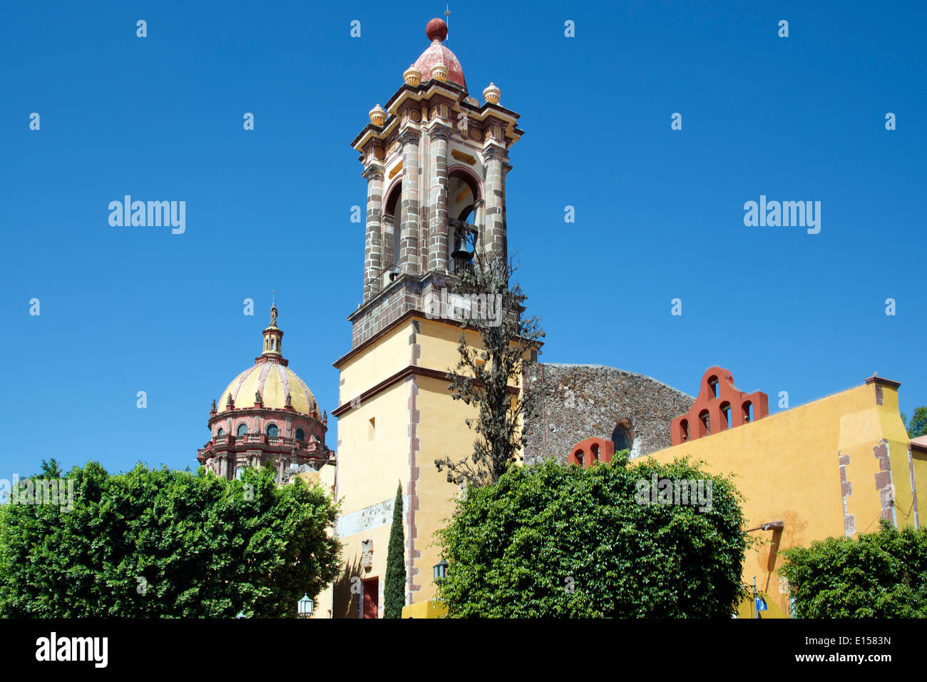 Bell Tower and Dome Templo de la Concepcion San Miguel de Allende Mexico Stock Photo