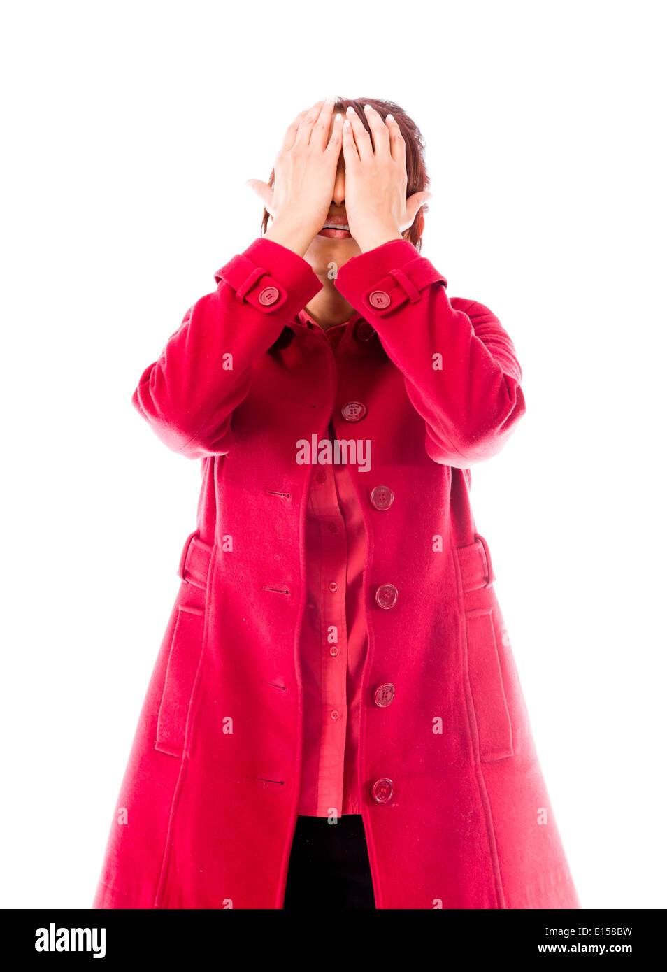 Indian young woman covering her face with her hands Stock Photo - Alamy