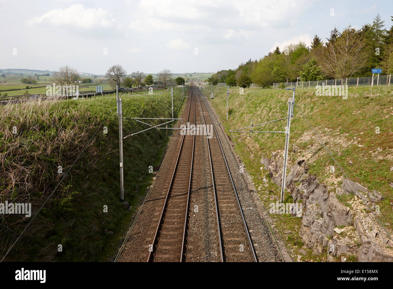 west coast main line track cutting through cumbria near shap uk Stock Photo