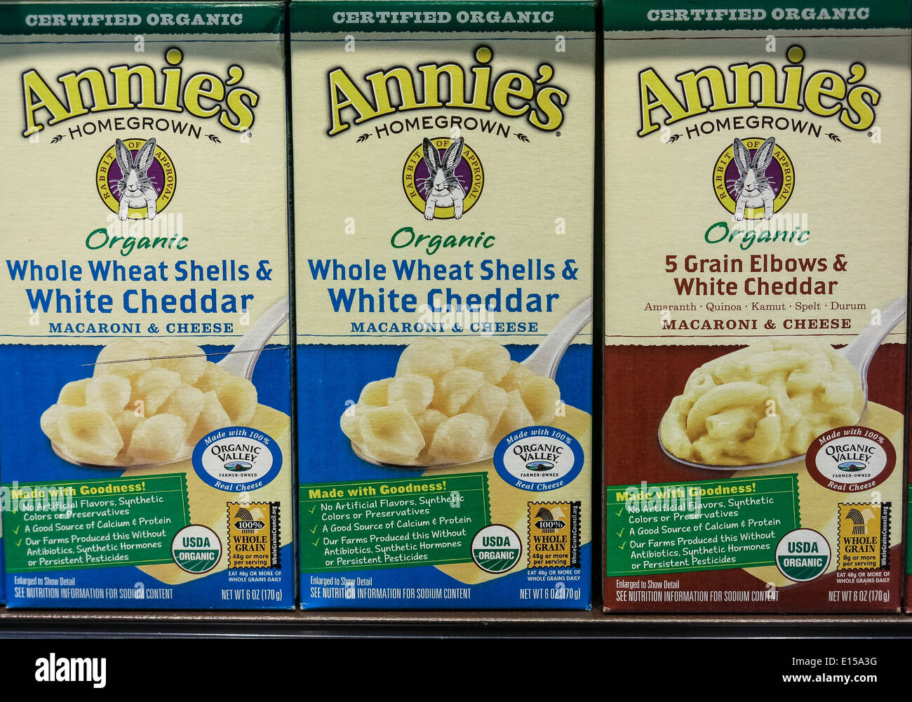 Grocery Store Shelf, USA Stock Photo