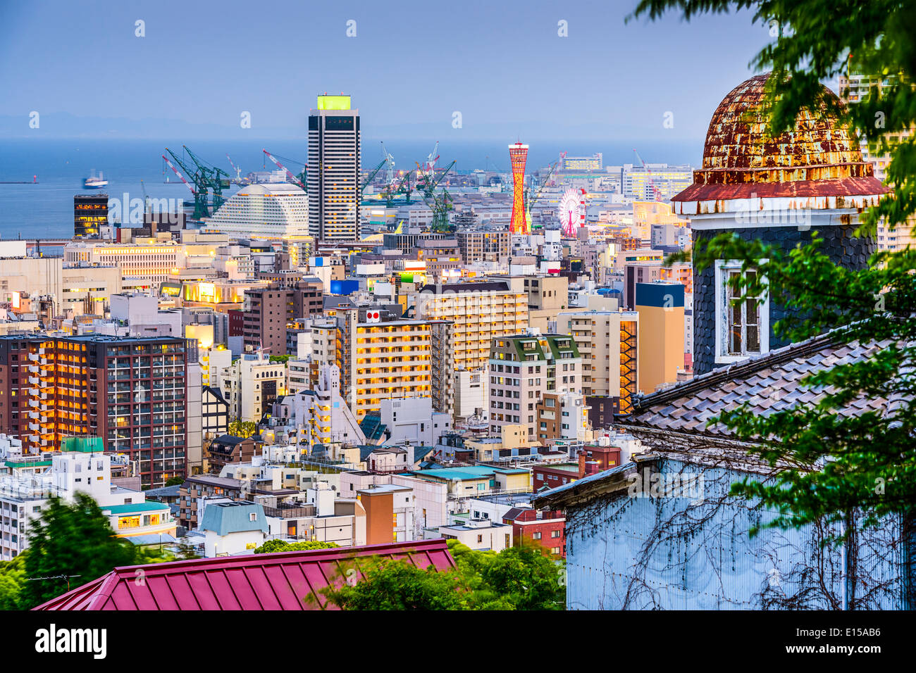Kobe, Japan skyline from the Kitano District. Stock Photo