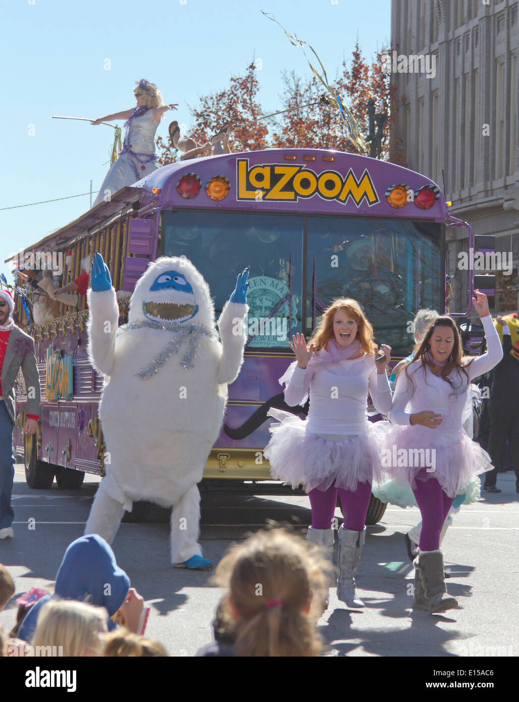 The La Zoom comedy bus with zany characters in the annual Asheville