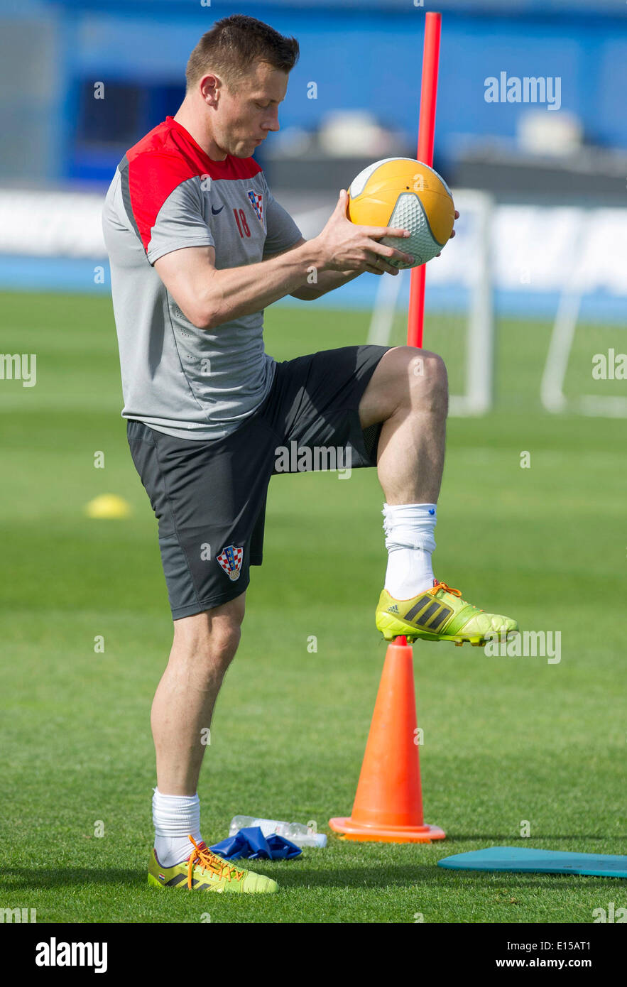 Zagreb, Croatia. 22nd May, 2014. Ivica Olic of Croatia attends a training session at Maksimir stadium in Zagreb, Croatia, May 22, 2014. Croatia national team kicked off its preparations for the upcoming FIFA World Cup Brazil 2014 and leaving for training camp in Austria on Friday. © Miso Lisanin/Xinhua/Alamy Live News Stock Photo