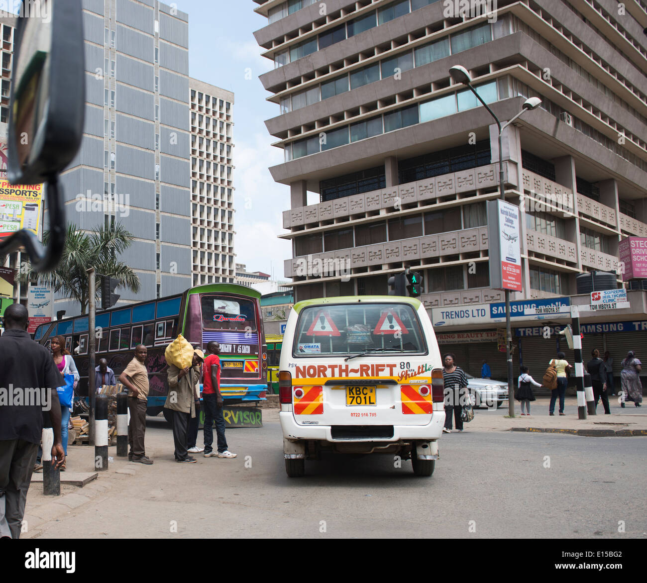 Busy streets in Nairobi's city center. Stock Photo