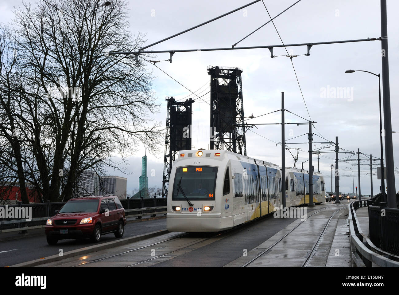 The Steel Bridge in Portland Oregon is used for the mass transit system