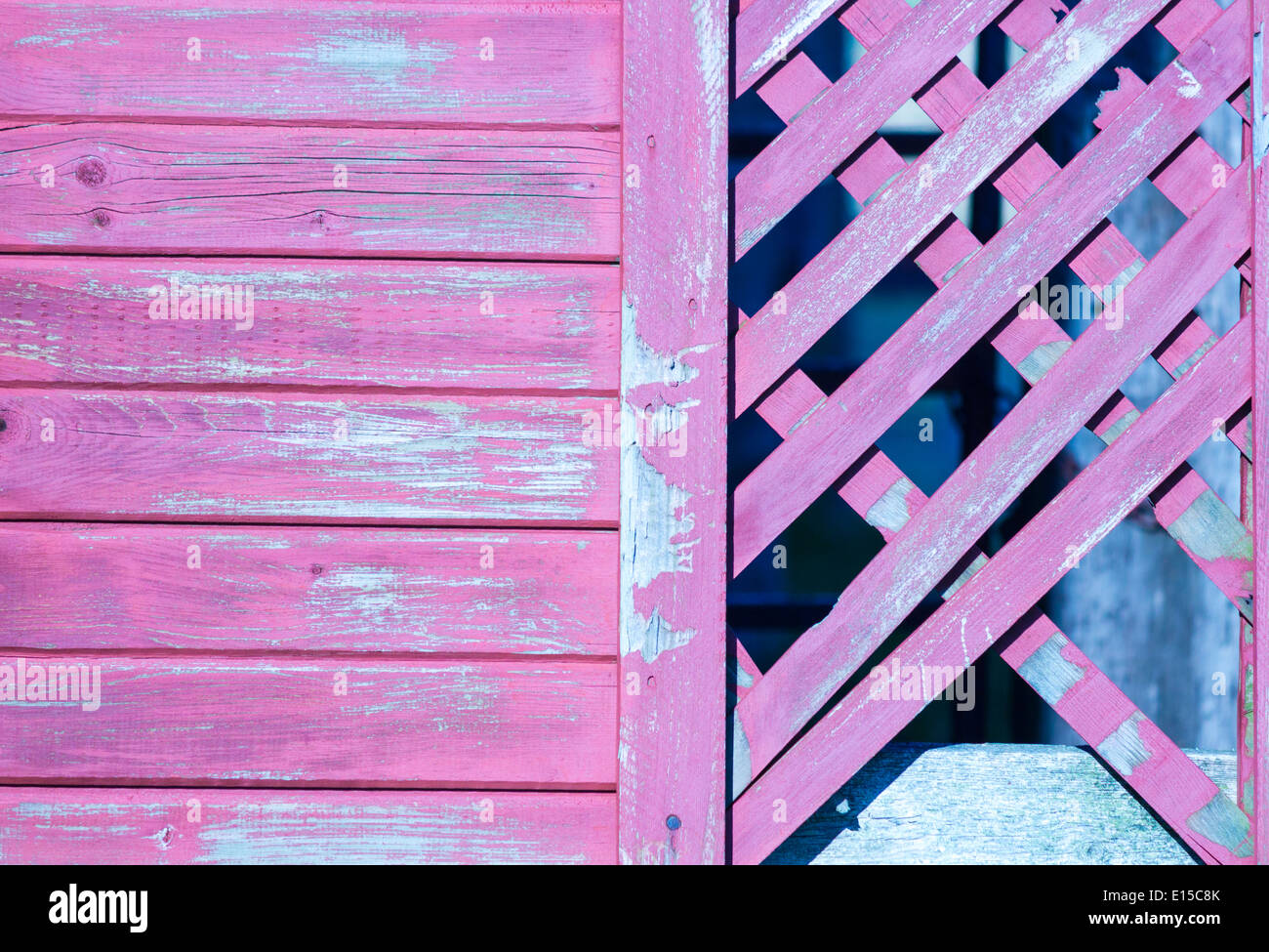 Peeling paint on a wood fence gate with broken lattice Stock Photo Alamy