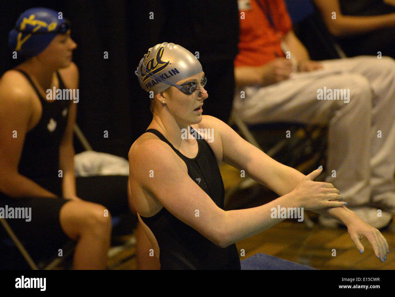 Vancouver, Canada. 22nd May, 2014. Missy Franklin of the United States reacts at the 51st 2014 Mel Zajac Jr. International Canada Cup Swim Meet in Vancouver, Canada, May 22, 2014. Over 440 swimmers will compete at the University of British Columbia Aquatic Centre from May 22 to 25. © Sergei Bachlakov/Xinhua/Alamy Live News Stock Photo