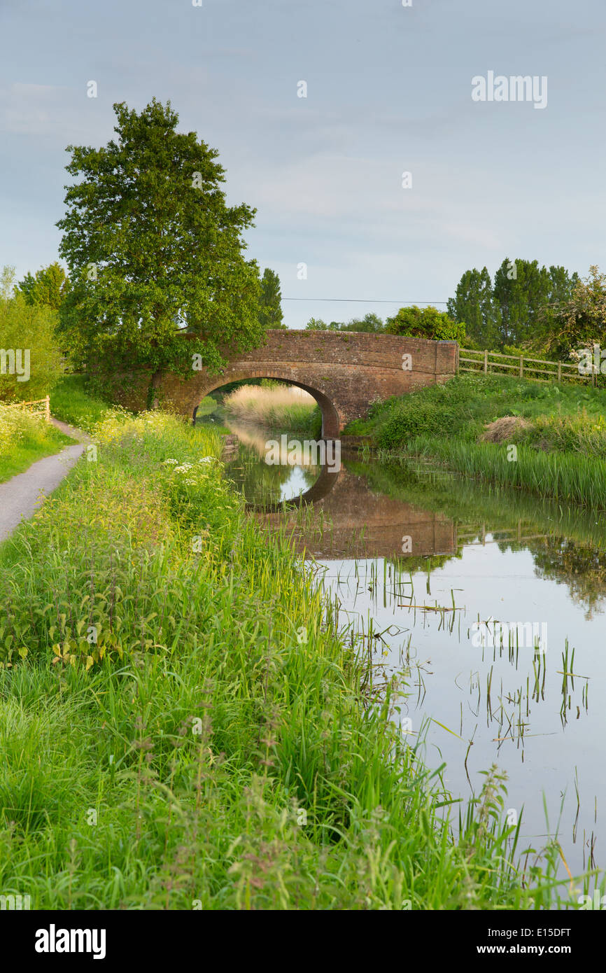 English country scene with bridge over a river Stock Photo