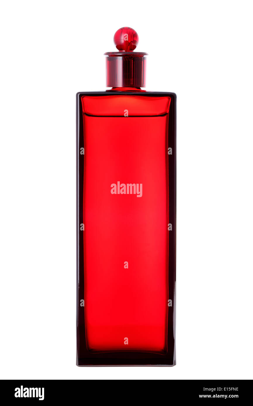 red perfume bottle isolated on white background Stock Photo