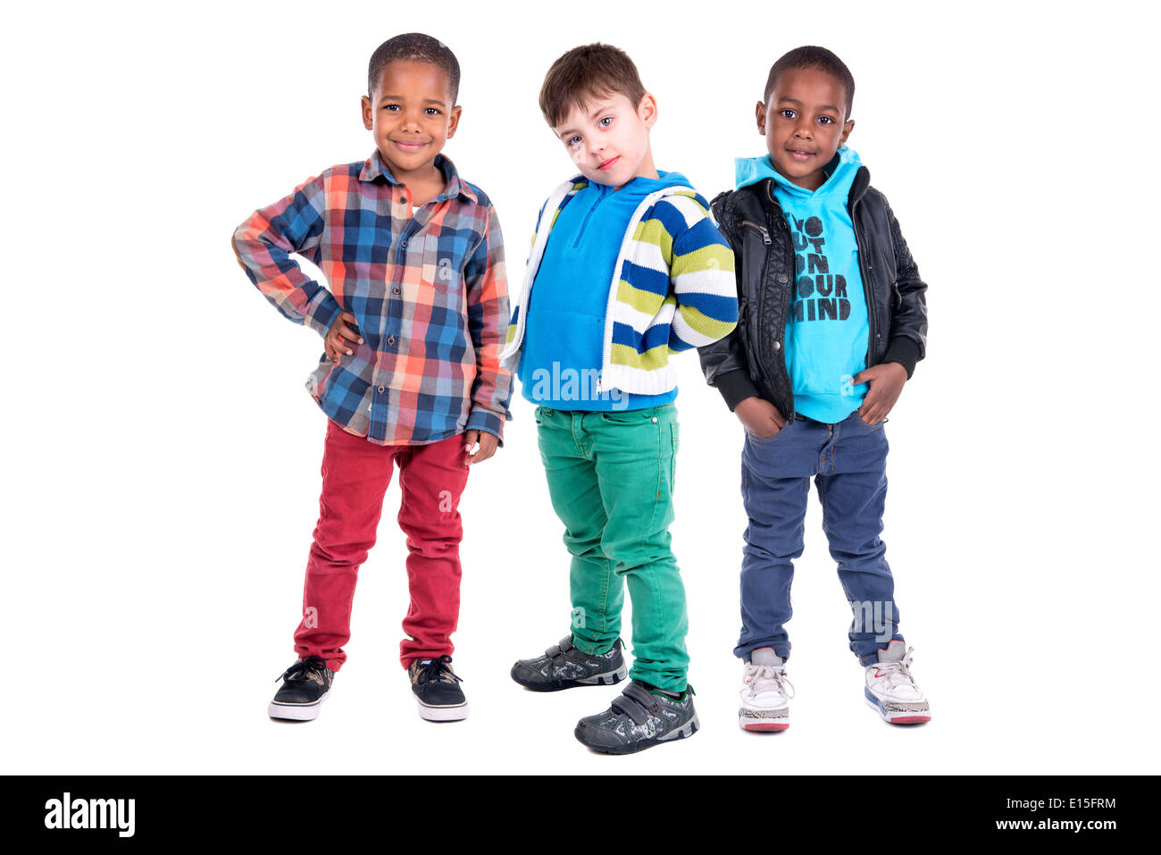 Young boys group isolated in white Stock Photo Alamy