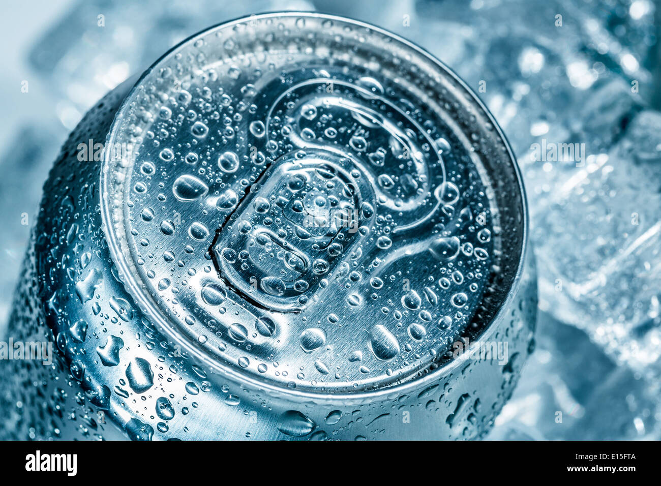 Can of soft drink on ice. Stock Photo