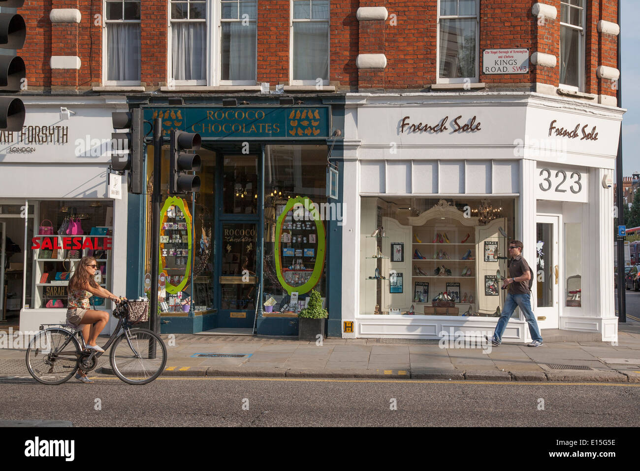 French Sole and Rocco Chocolates Shops Kings Road Chelsea London England UK Stock Photo Alamy