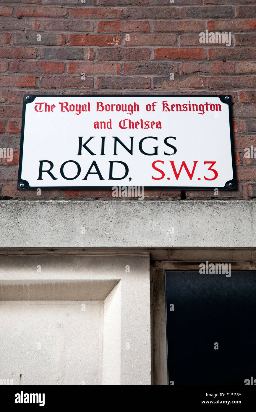 Kings Road Street Sign, Chelsea, London, England, UK Stock Photo